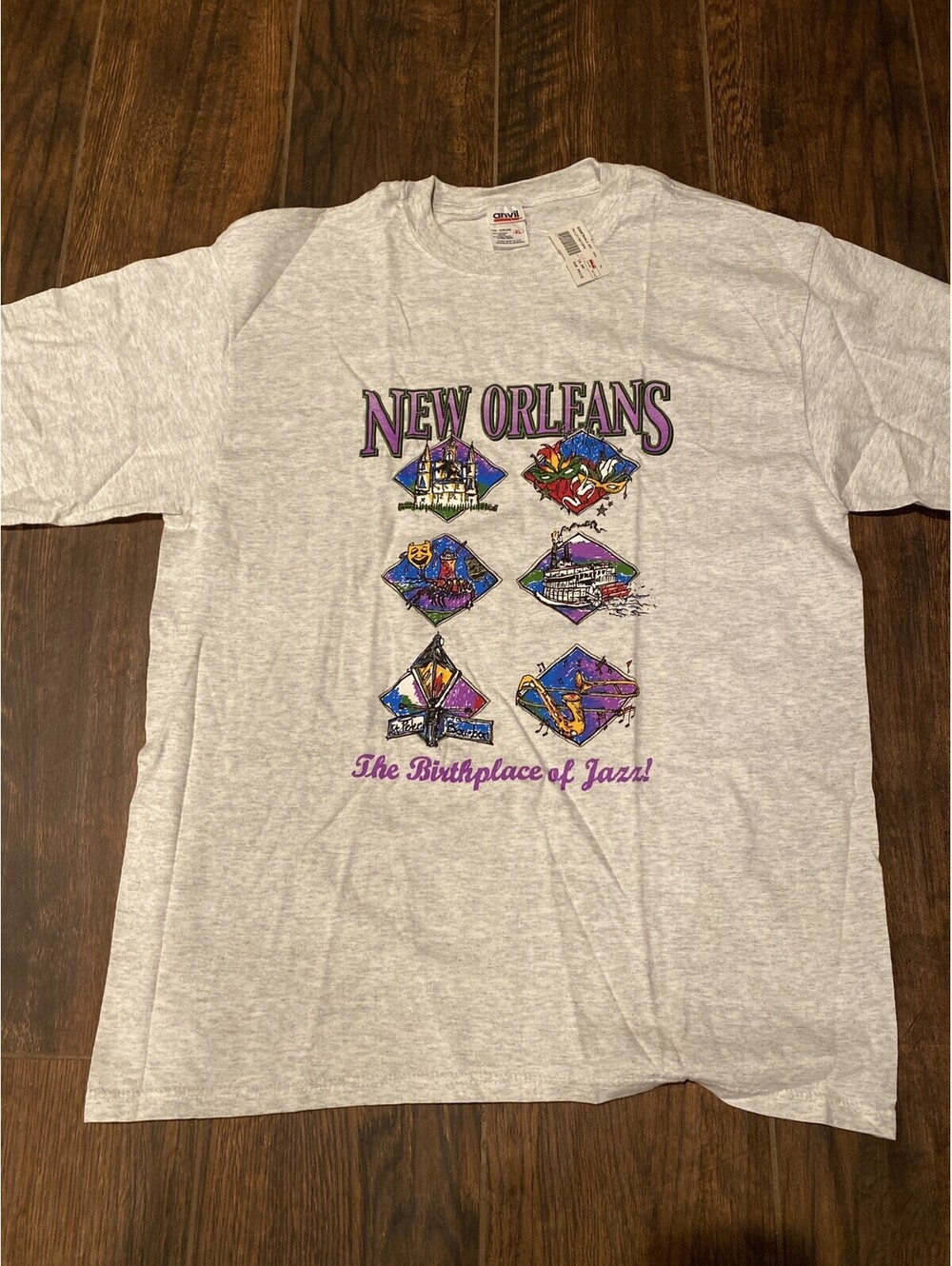 NWT New Orleans Birthplace Of Jazz Long Sleeve T Shirt Vtg 90s USA XL - Picture 4 of 10